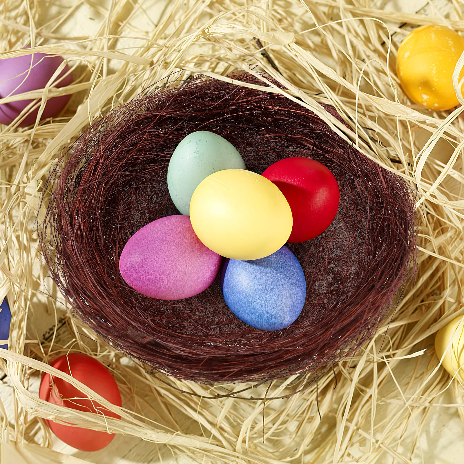 

12 Pcs Thread Birds Nest for Garden Ornament Decor Faux Bird Cages Artificial Nest Perching Wedding Home Window Decoration