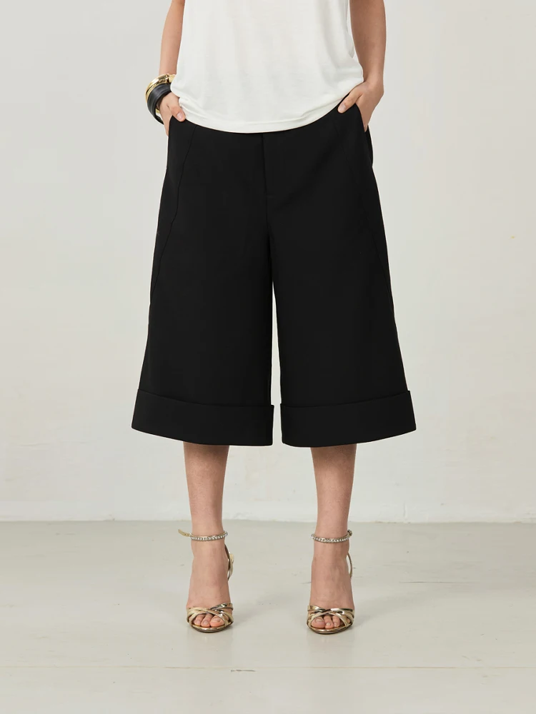 

CIMBREYOO Casual Wide Leg Midi Pants 7 Folded Women's Suit Pants Ele Chic Summer Faion Ladies Premium Quali