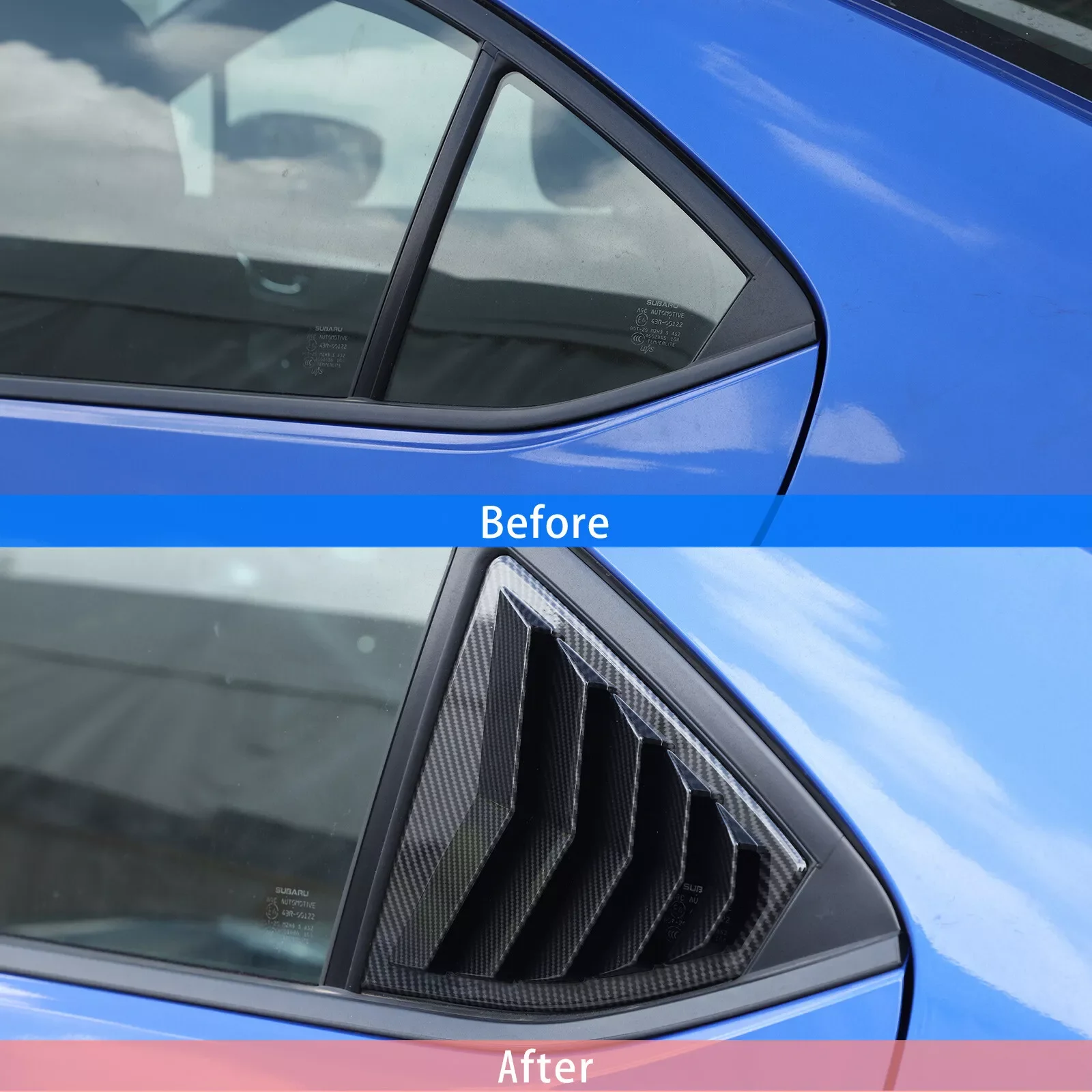 For Subaru WRX STI VB 2022 2023 2024 2025 ABS Plastic Rear Window Quarter Louver Cover Side Vent Trim Car Adhesive Accessories