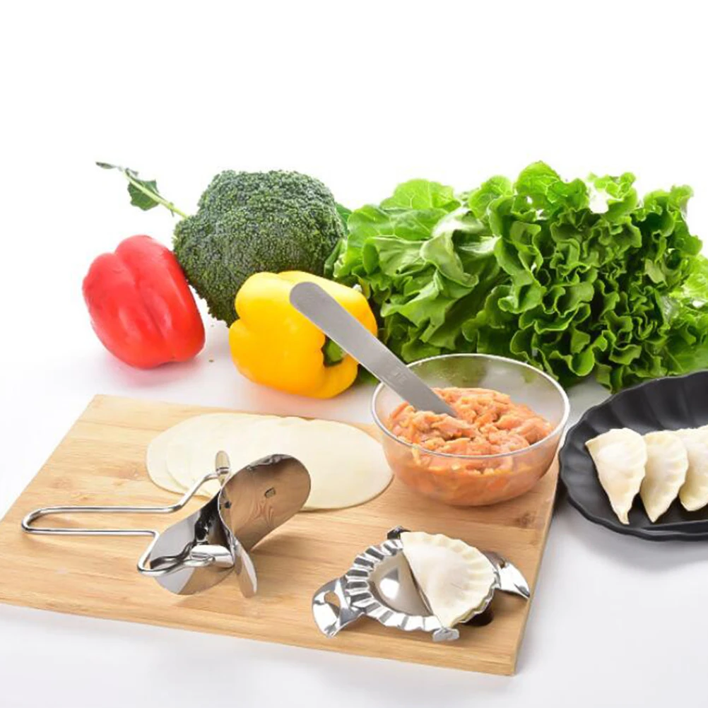 

Dumpling Mold Maker Tool Kitchen Gadget Stainless Steel Set Easy Clean Perfect Sealing Crimped Design Professional Look