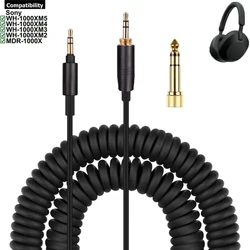 Cable de extensión de repuesto para auriculares Sony, Cable en espiral de 6,35mm para WH-1000XM5, WH-1000XM4, WH-1000XM3, WH-1000XM2, MDR-1000X