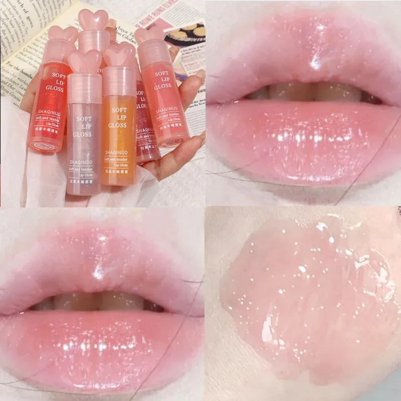 Glossy Glitter Lip Gloss Makeup 6 Colors Moisturizing Transparent Mirror Lip Oil Lasting Clear Plumping Watery Liquid Lipstick