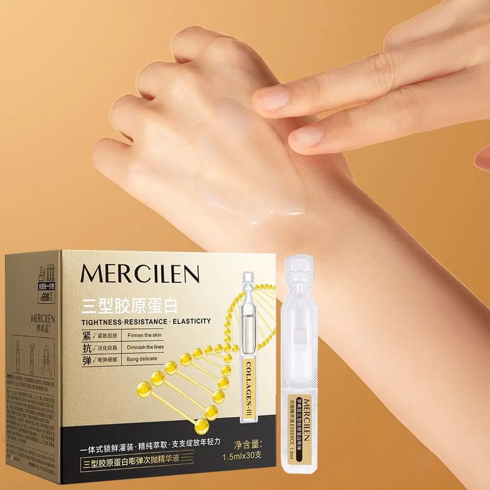 

30 шт. коллагеновая сыворотка для лица с гиалуроновой кислотой, укрепляющая, увлажняющая, осветляющая, глубоко восстанавливающая кожу, уход за кожей ﻿