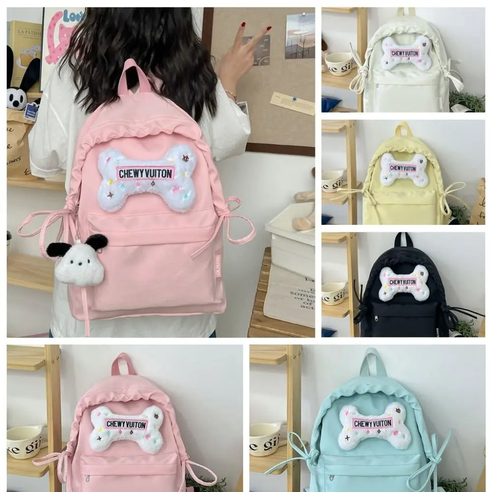 Jk bowknot mochila grande capacidade menina coração estudantes saco de escola saco de armazenamento saco de viagem adolescentes bolsa de ombro escola