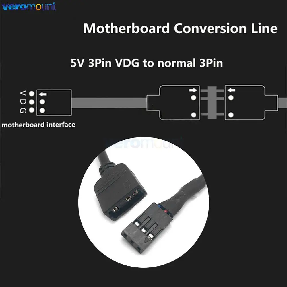 Cavo adattatore per intestazione di sincronizzazione della scheda madre da 30cm 50cm per Gigabyte RGB 5V 3 Pin VDG a normale connettore di linea di