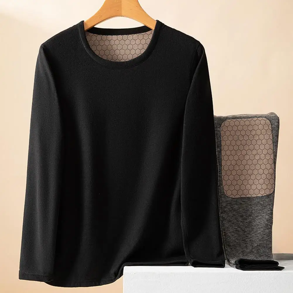 مجموعة طبقة قاعدة جونز طويلة مبطنة بالصوف للرجال من القطن الحراري للطقس البارد، ملابس داخلية حرارية ناعمة قابلة للتمدد #6