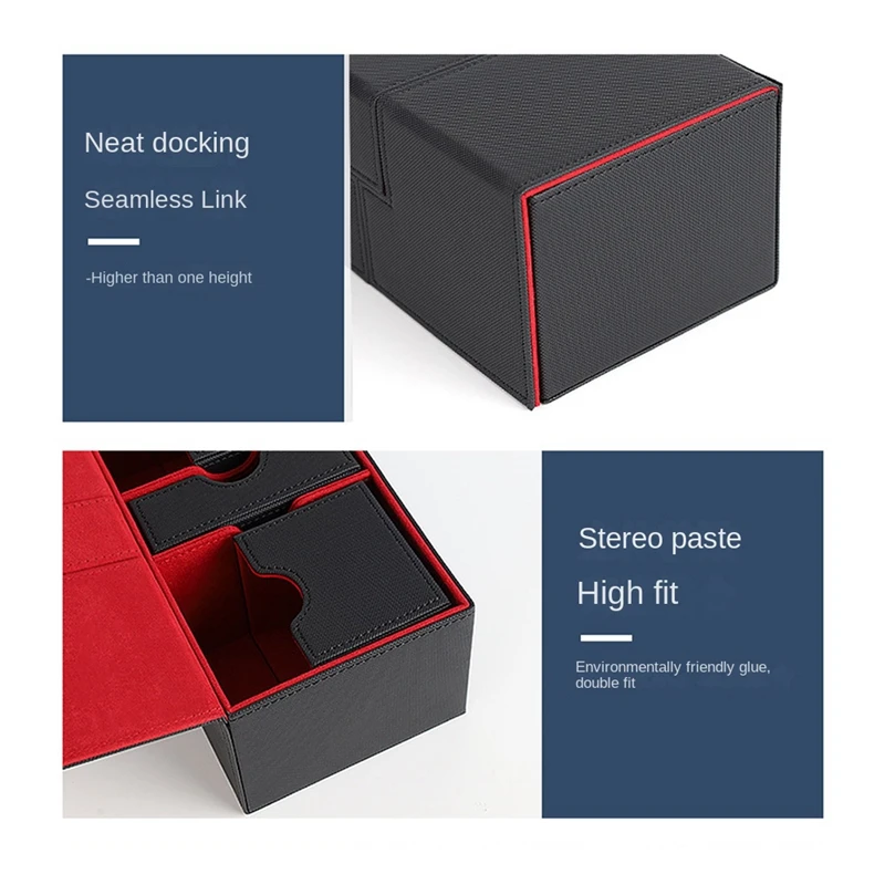 Multifunction Case Container Card Box Card Protector Card Deck Boxes Holds 200+ Card Carrying Organiser Case,Black & Red-SPMI