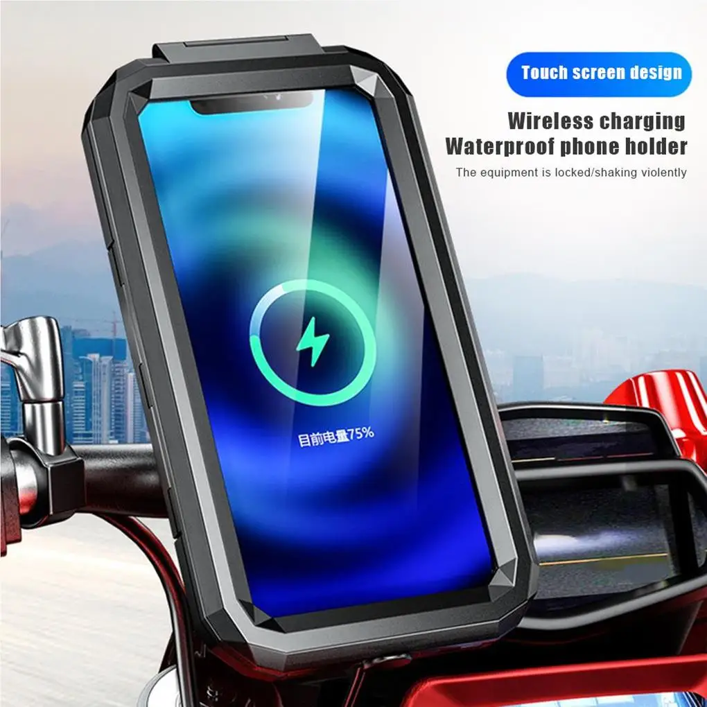 Waterproof Motorcycle Wireless Charger Non-slide Bicycles Phone Holder Charge 360 Rotation Bracket Mount Cycling