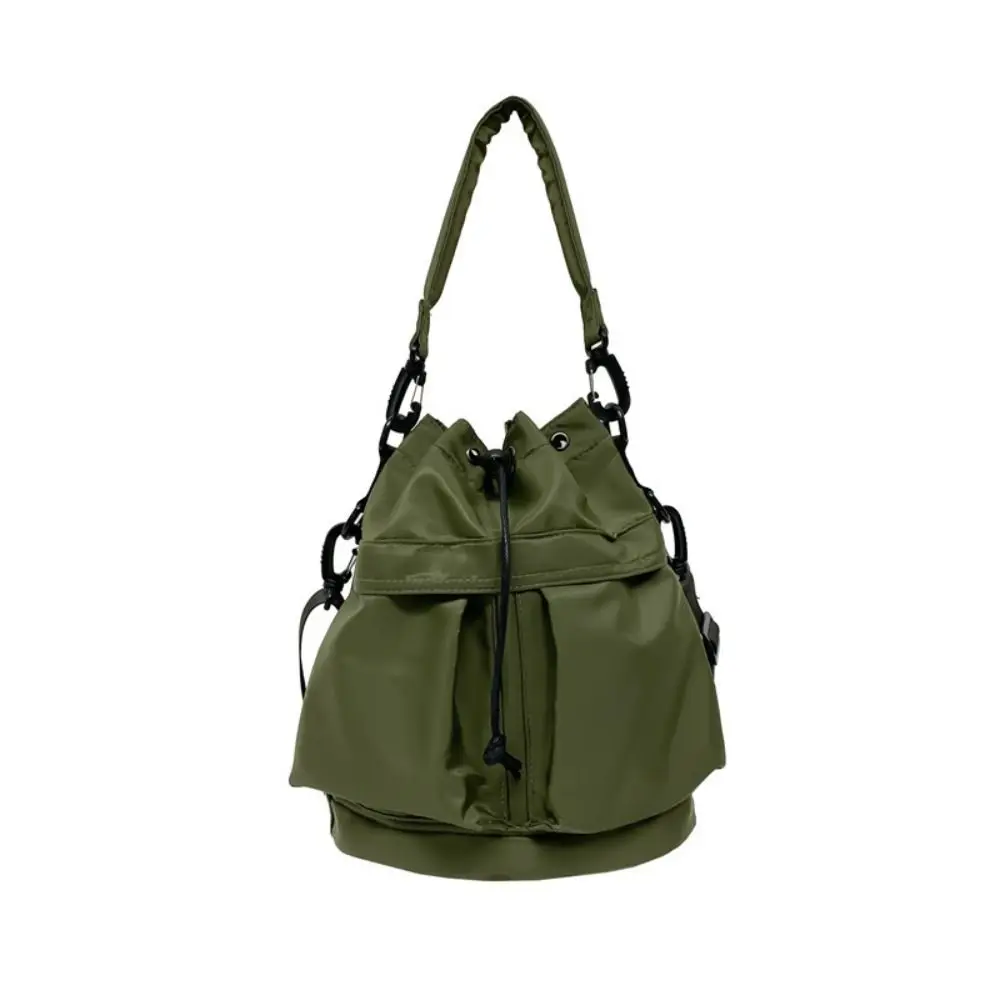 

Korean Style Swimming Nylon Crossbody Bag Large Capacity Solid Color Drawstring Fitness Bag Tote Bag Niche Design Bucket Bag