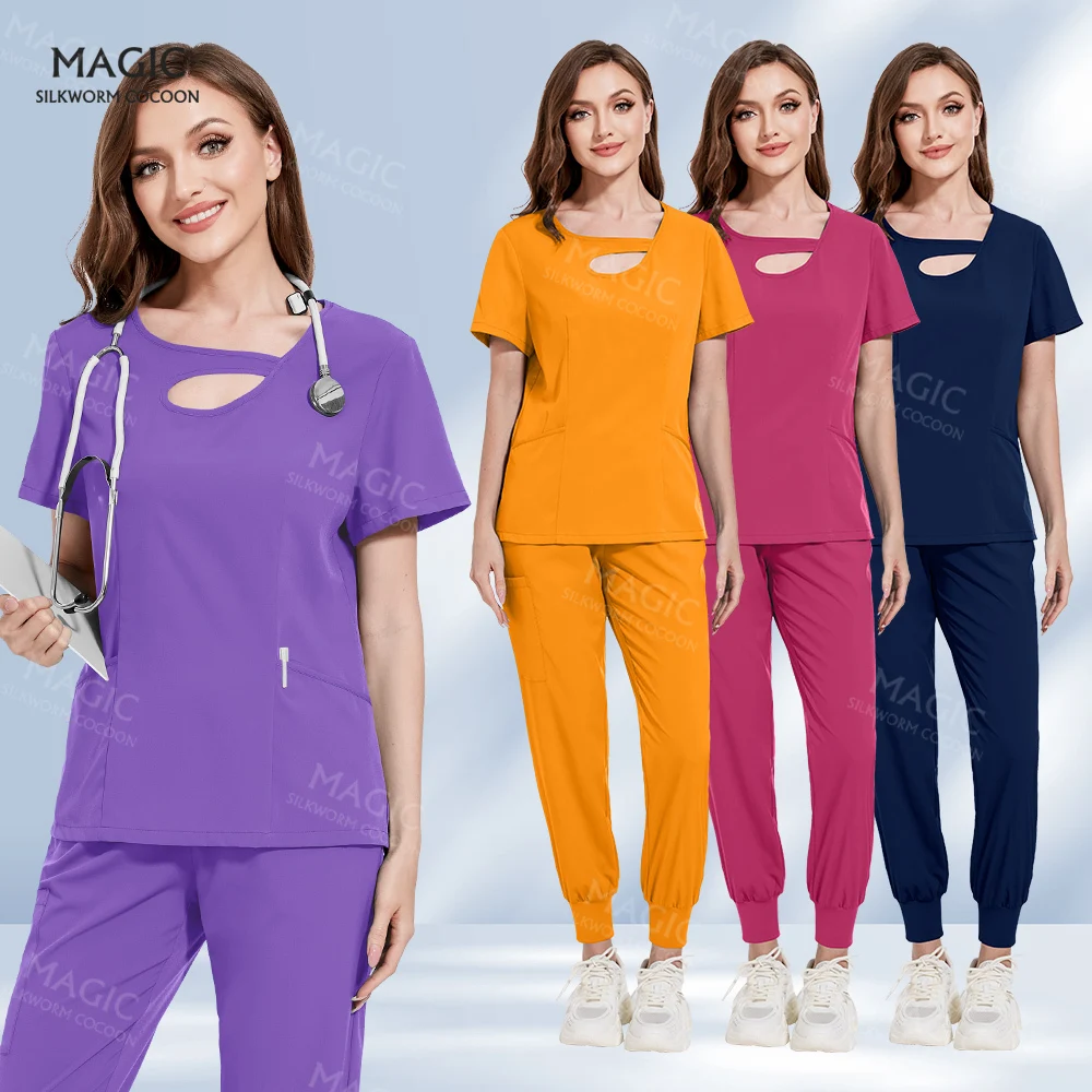 Pet Grooming Vet Uniforms Operating Room Scrubs Tops+pants Short-sleeved Surgical Suits Spa Uniforms Beauty Salon Work Clothes