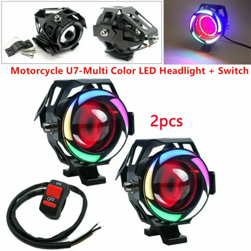 2×LED Angel Eye Mini Motorcycle Headlight Auxiliar Driving Lamp LED Flashlight Motorbike Front Spotlight ATV Scooter Accessories