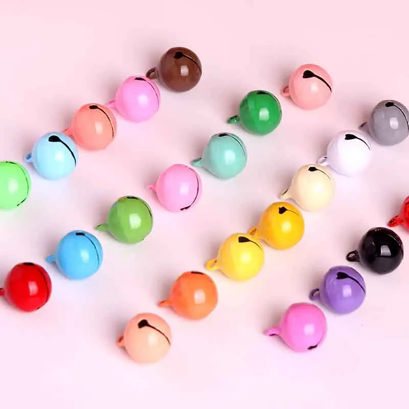 10PCS/Pack 14mm Colored Small Bell Accessory Keychains For Men And Women Metal Painted Bell Christmas Tree Decoration Wholesale