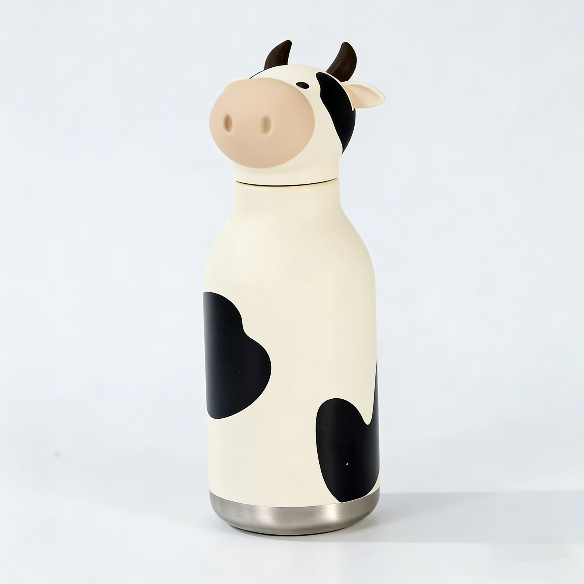 16oz Insulated Stainless Steel Water Bottle with Detachable Cute Bear Unicorn Animal Head,460ml Thermal Cup for Students Teens,F