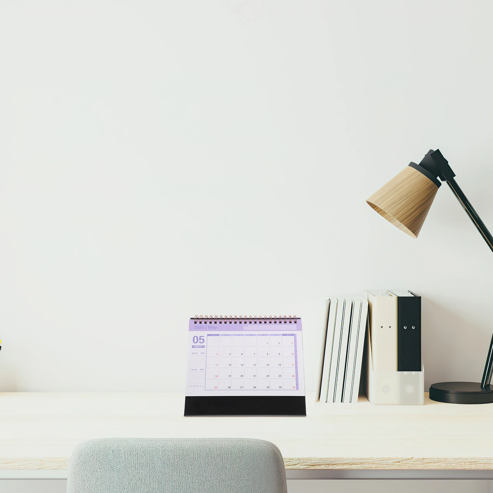 

English Thick Paper Desktop Calendar Portable Minimalist Design Office Standing Calendar Daily Use Decorative Month Display