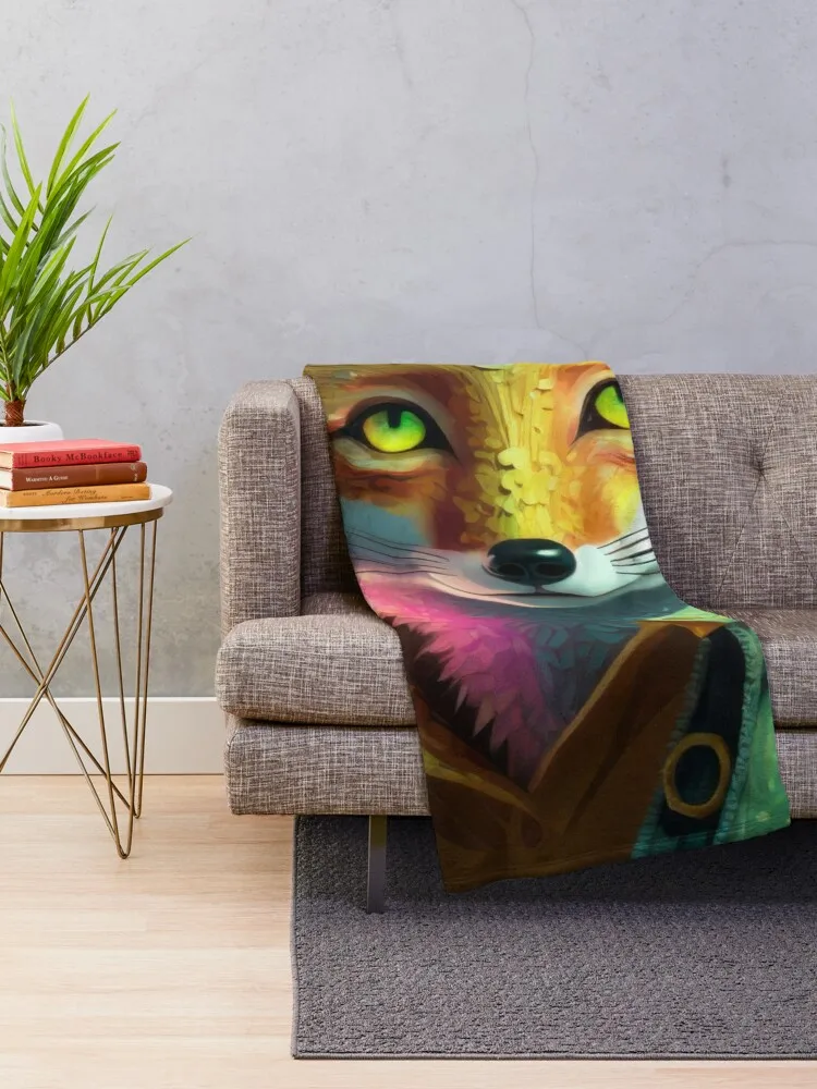 Furry Fox 2 Throw Blanket Personalized Gift Flannel Fabric Blankets