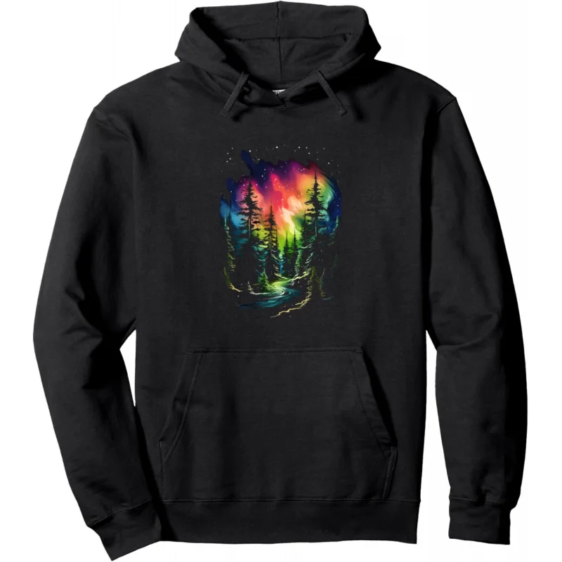 

Northern Lights Stars and Pine Trees Men's and Women's Styles Pullover Hoodie