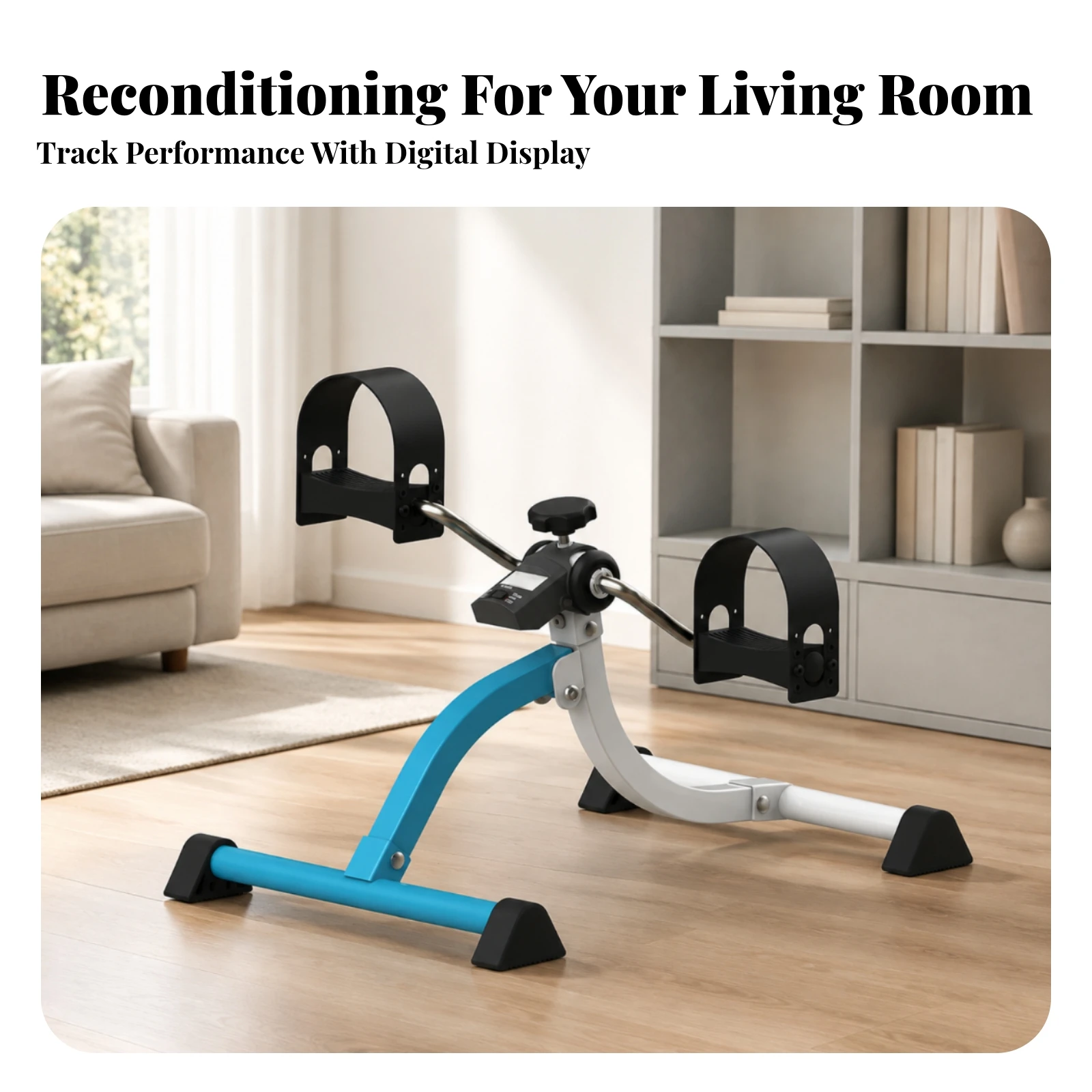 Seated Pedal Exerciser with Handlebar Adjustable Resistance Arm and Leg Leg Pedal Exerciser Exercise Equipment Sturdy