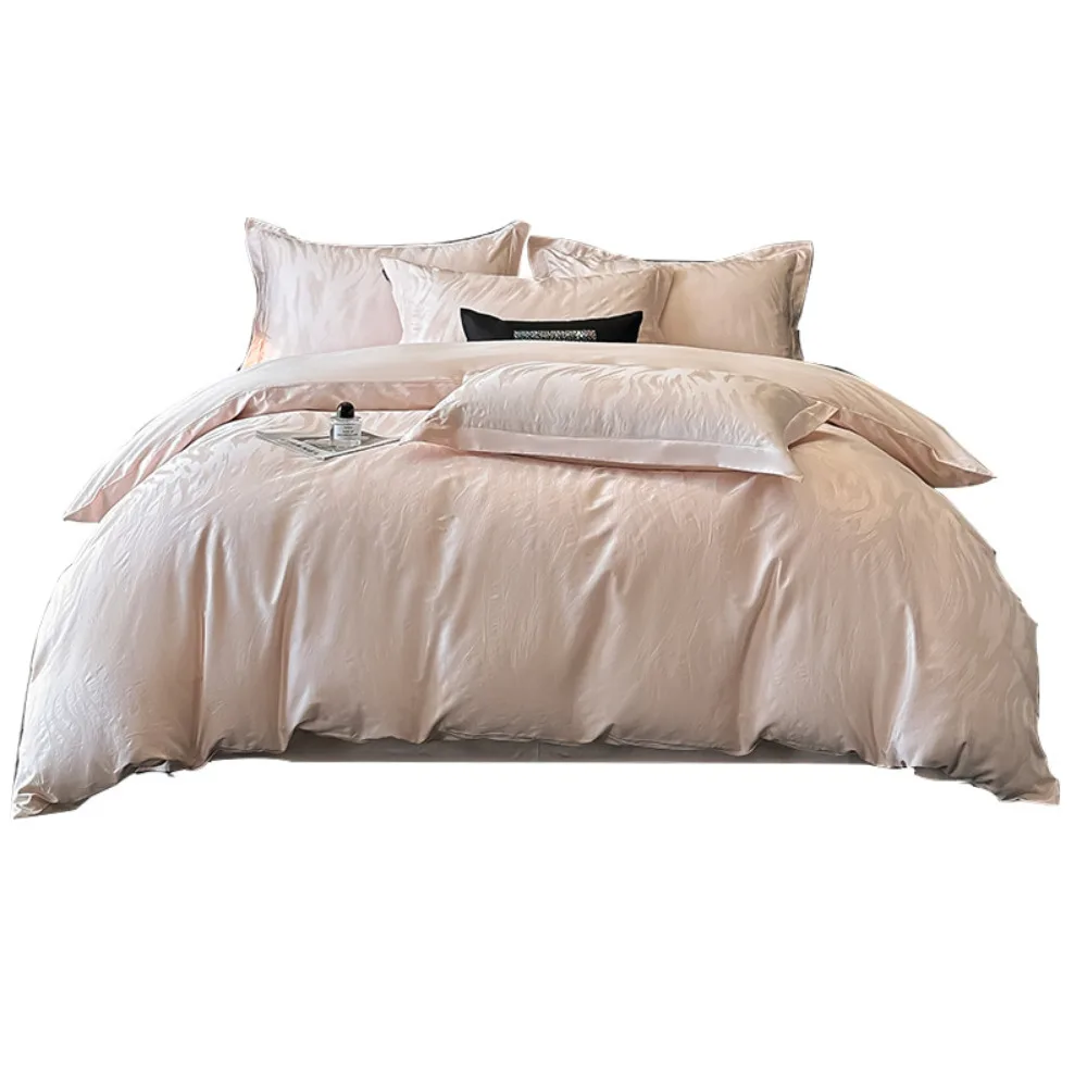 Class A Grade 100% Cotton 4 Piece Bedding Set Luxury Jacquard Premium Advanced Feeling Bed Linen Duvet Cover Bed Sheet