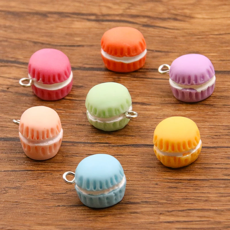 10Pcs 14X17MM 7 Color Double Layered Colored Hamburger Resin Earring Charms Diy Findings Keychain Pendant For Jewelry Making