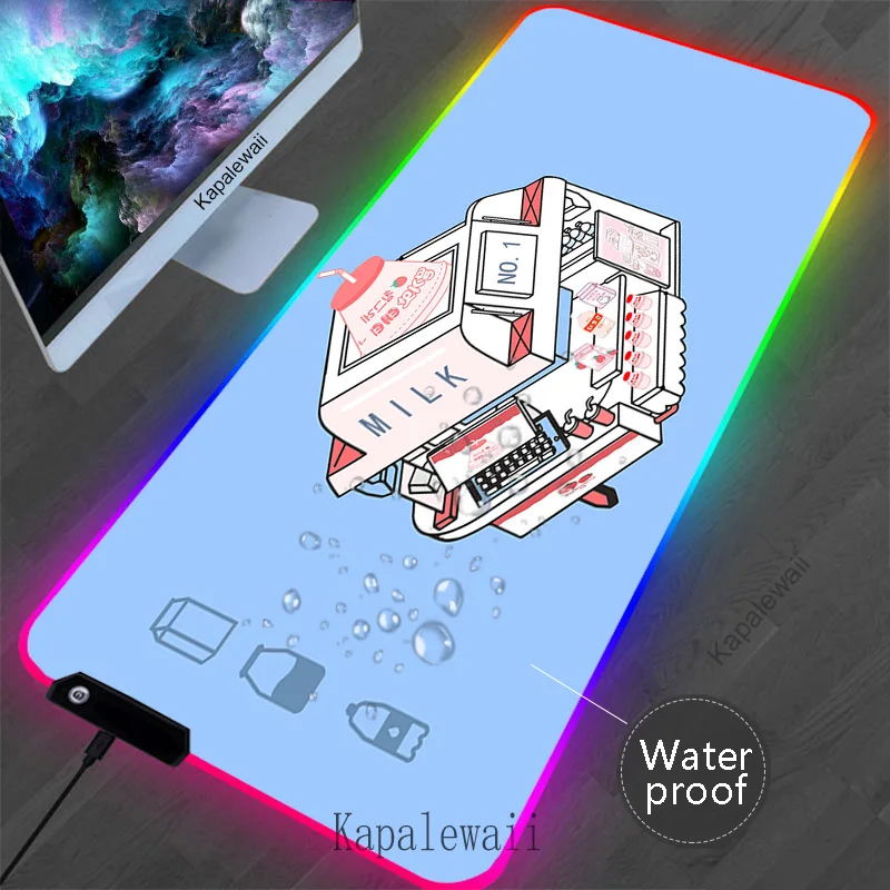 لوحة الماوس LED مضيئة ، RGB ، ألعاب الكمبيوتر ، لوحة ماوس كبيرة ، وسادات لوحة مفاتيح الألعاب ، سطح مكتب مقاوم للماء ، سجادة طاولة مطاطية ، XXL