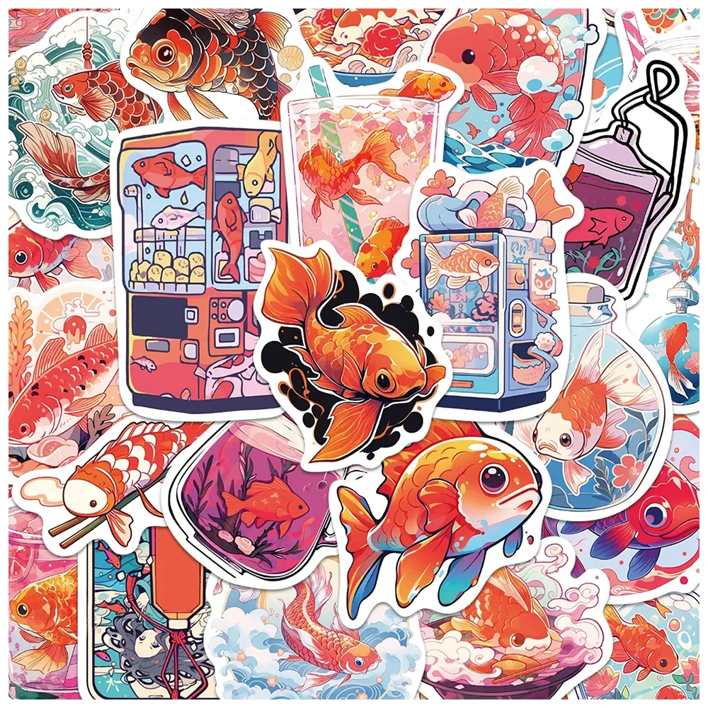 10/30/50pcs Cute Cartoon Goldfish Aesthetic Stickers Decals Kids Toys Laptop Scrapbook Phone Suitcase Fridge Graffiti Sticker