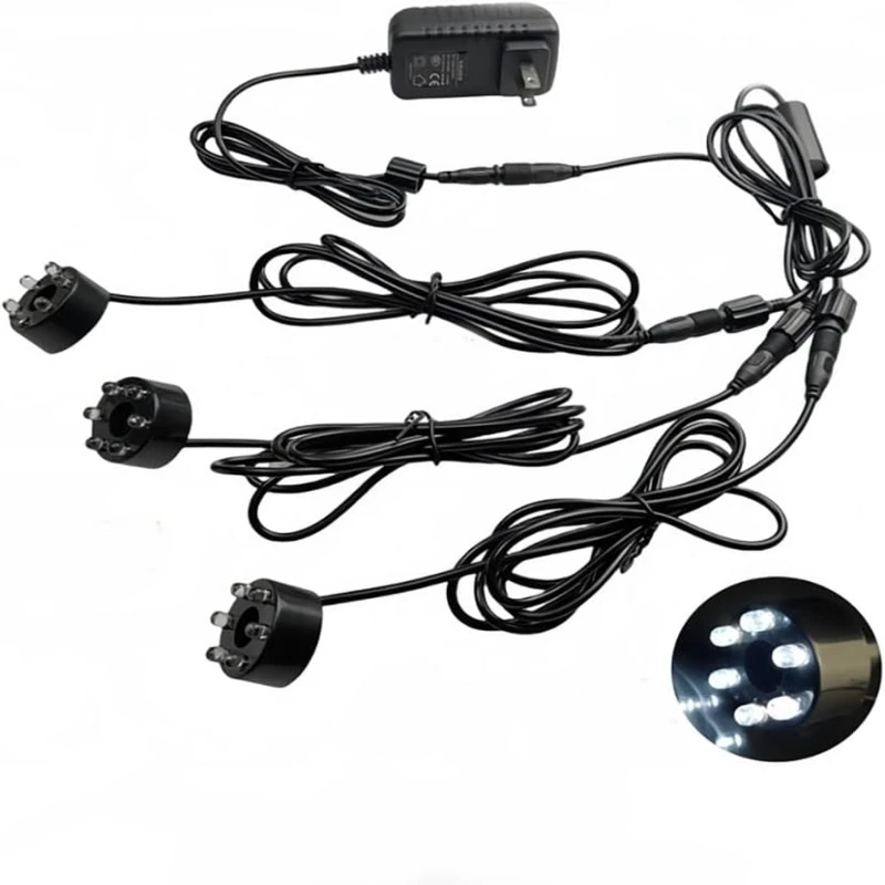 6-LED 3in1-Way White Submersible Fountain Ring Underwater Lights