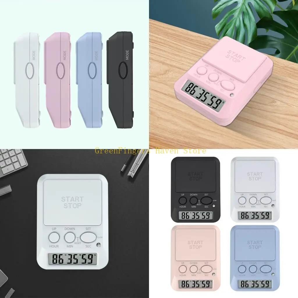 F68D Digital Countdowns Timer with Large LCD Screen Plastic for Kitchen Gyms & Office