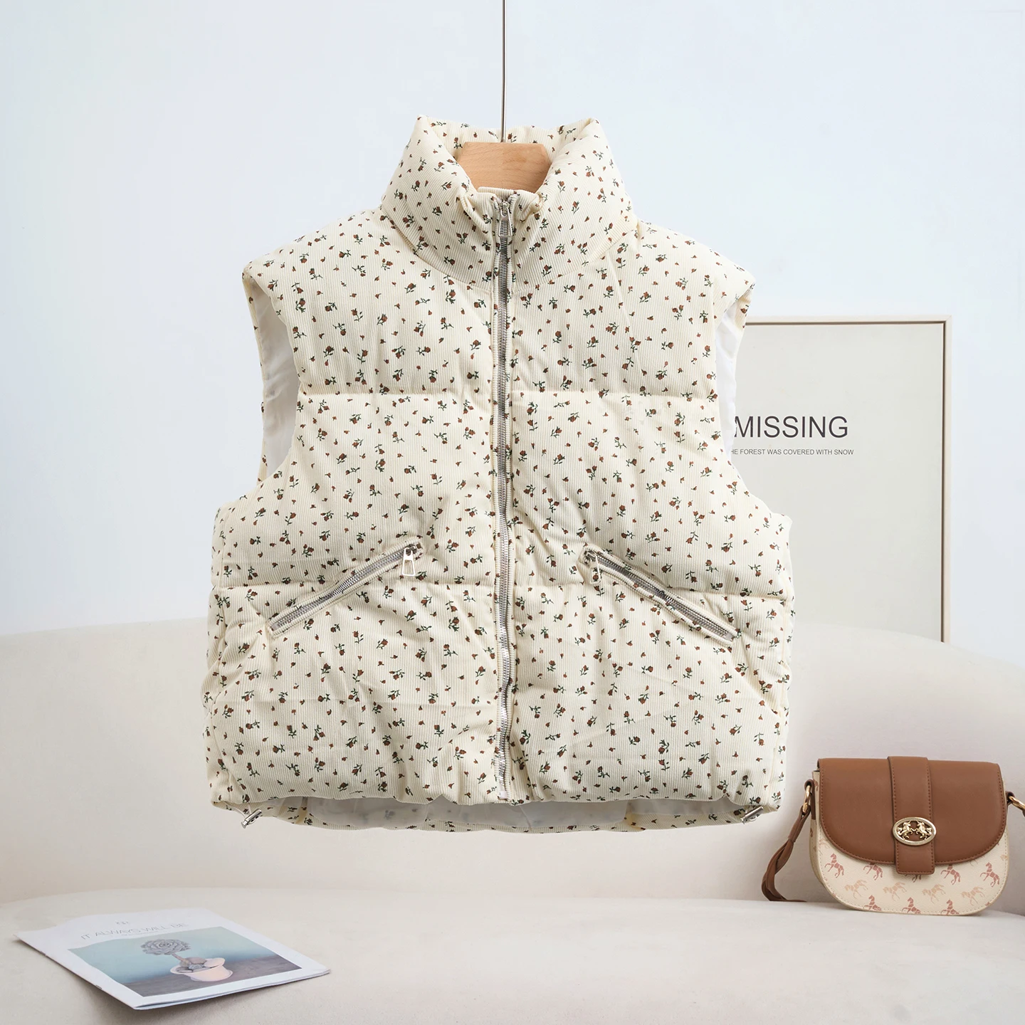 Puffer Vest Fashion Women - Colete Puffer Floral Ditsy Feminino 2026