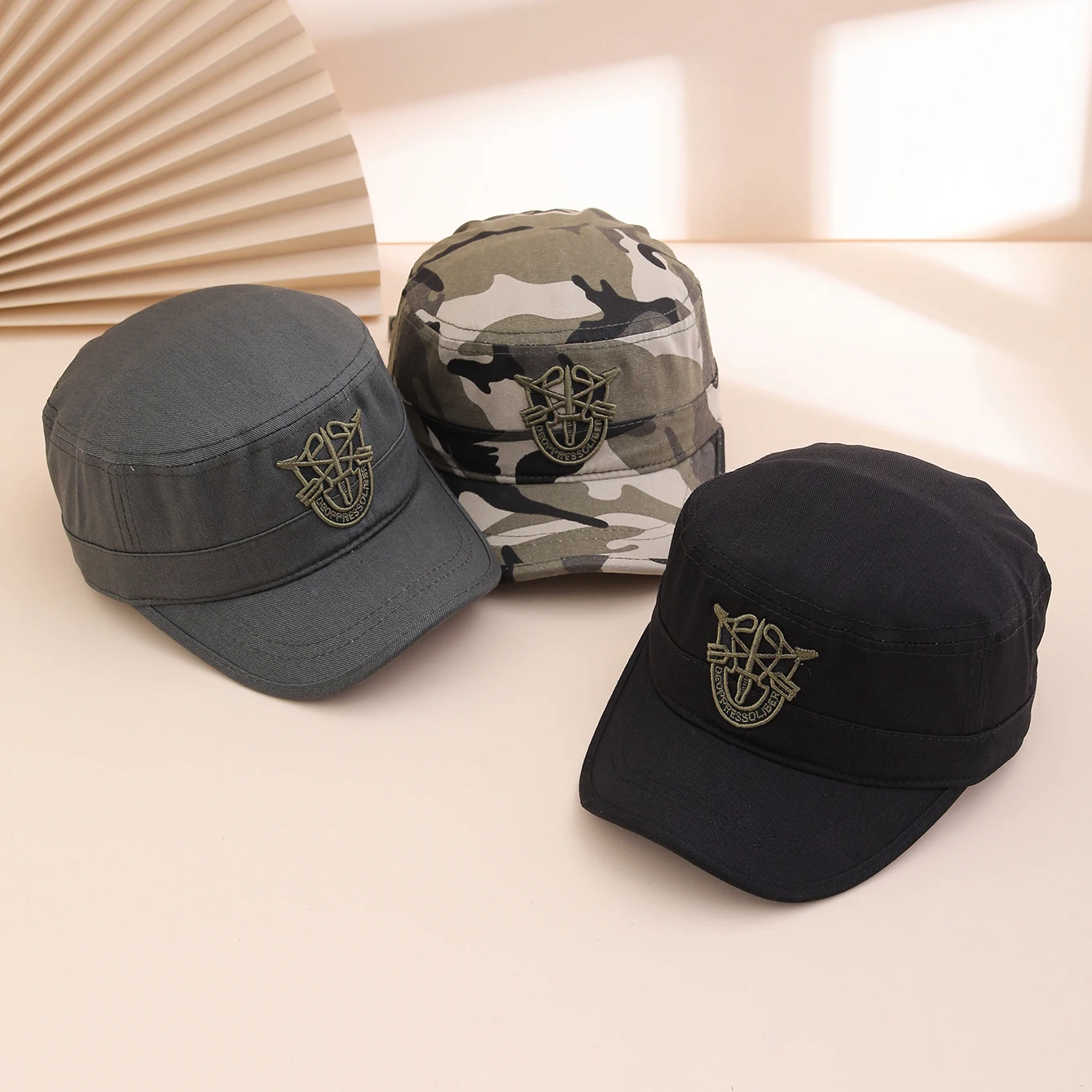Spring Autumn Outdoor Casual Flat Top Short Brim Hat, Sun Pr