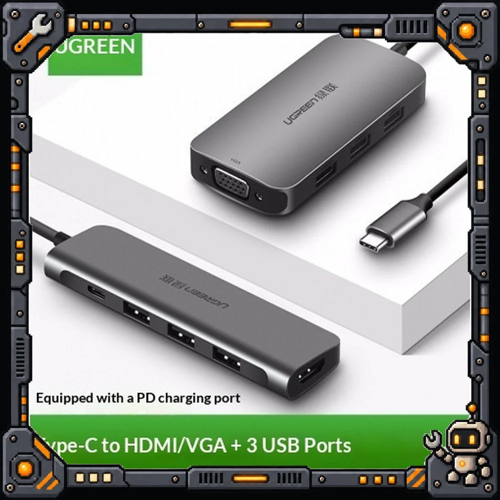 UGREEN 50319 6 in 1 USB C Hub HDMI 4K VGA 1080P 3 USB 3.0 PD Adapter for Laptop PC Monitor