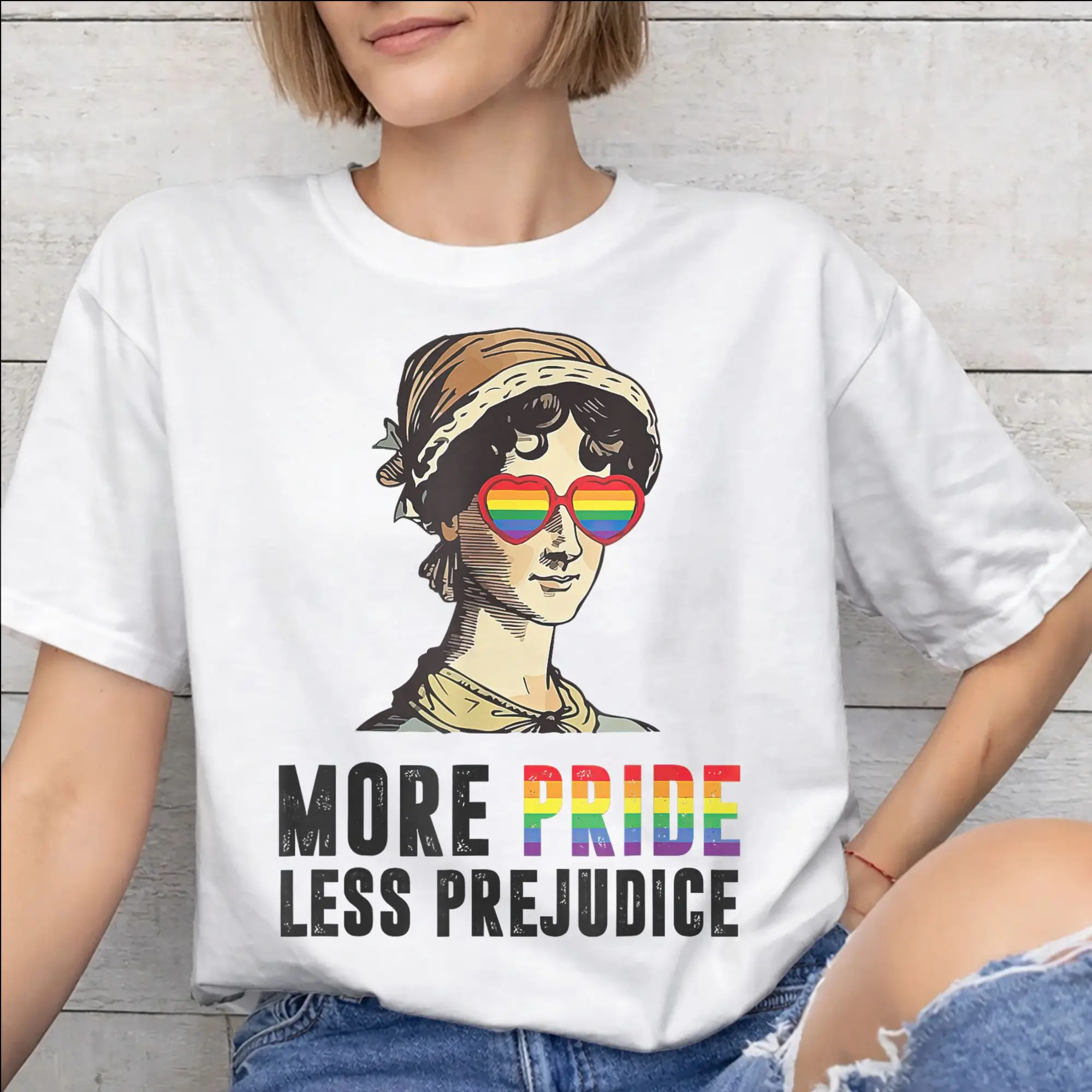 More Pride Less Prejudice  Fashion T Shirts for Men Women  Cotton  Tee Shirt Clothing