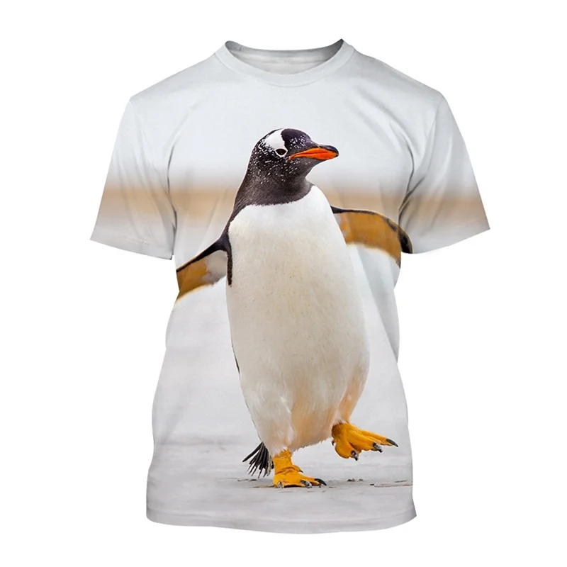 2023 Summer T-shirt Men Cute Penguin 3d Print Fashion Short Sleeve Tops Trend Personality Children T Shirt For Men Clothing