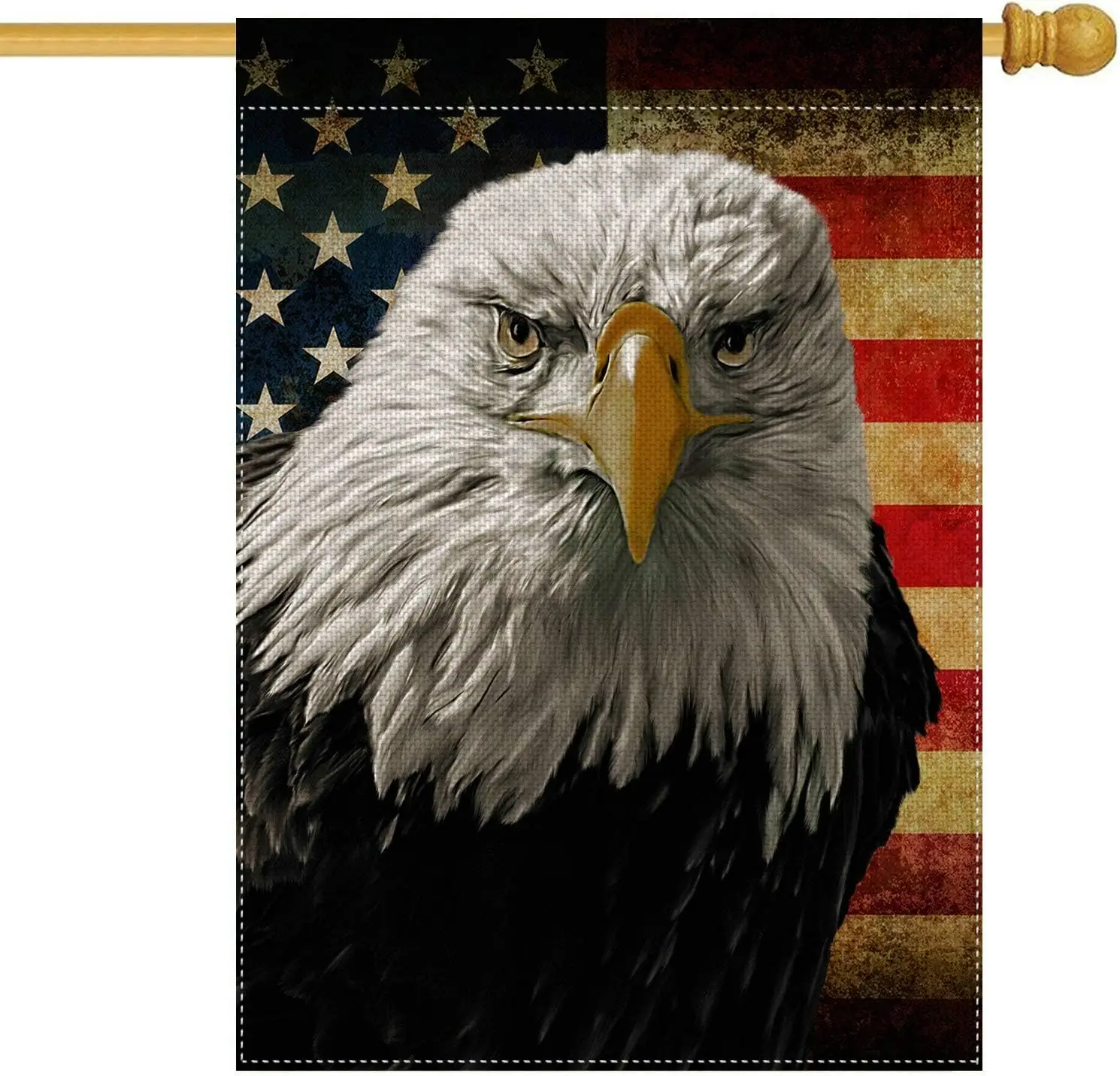 pingpi Bald Eagle USA Flag House Flag Vertical Double Sided,Grunge American Flag Yard Outdoor Decoration 28 x 40 Inch ZZJ LLG