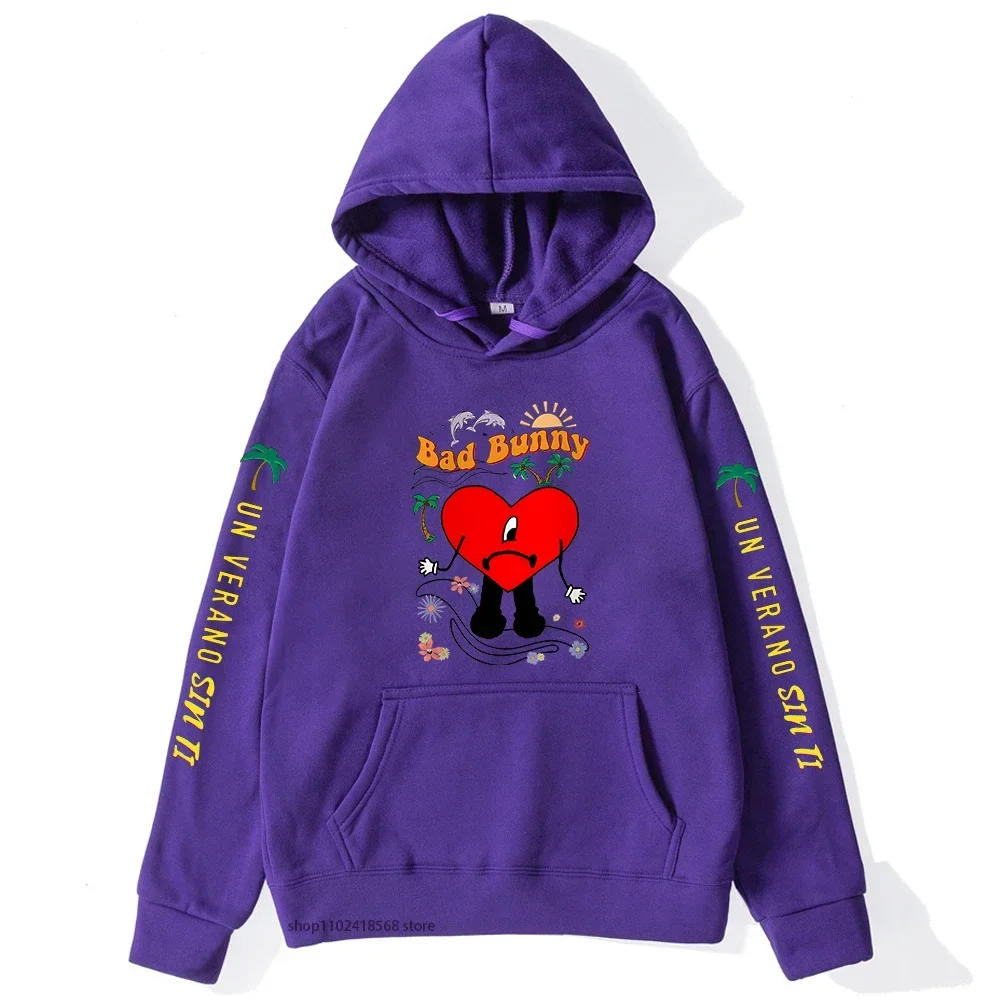 Un Verano Sin Ti هوديس الرجال سيئة الأرنب البلوز الهيب هوب موسيقى الراب عادية كبيرة الحجم Y2k ملابس الشتاء ملابس النساء الشارع الشهير