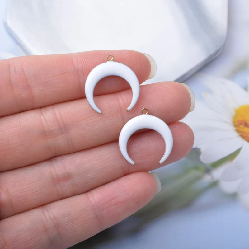 20 Stück Emaille-Mondanhänger aus Kupfer mit Öltropfen-Effekt, DIY-Schmuckzubehör für Ohrringe und Halsketten – Detail 15
