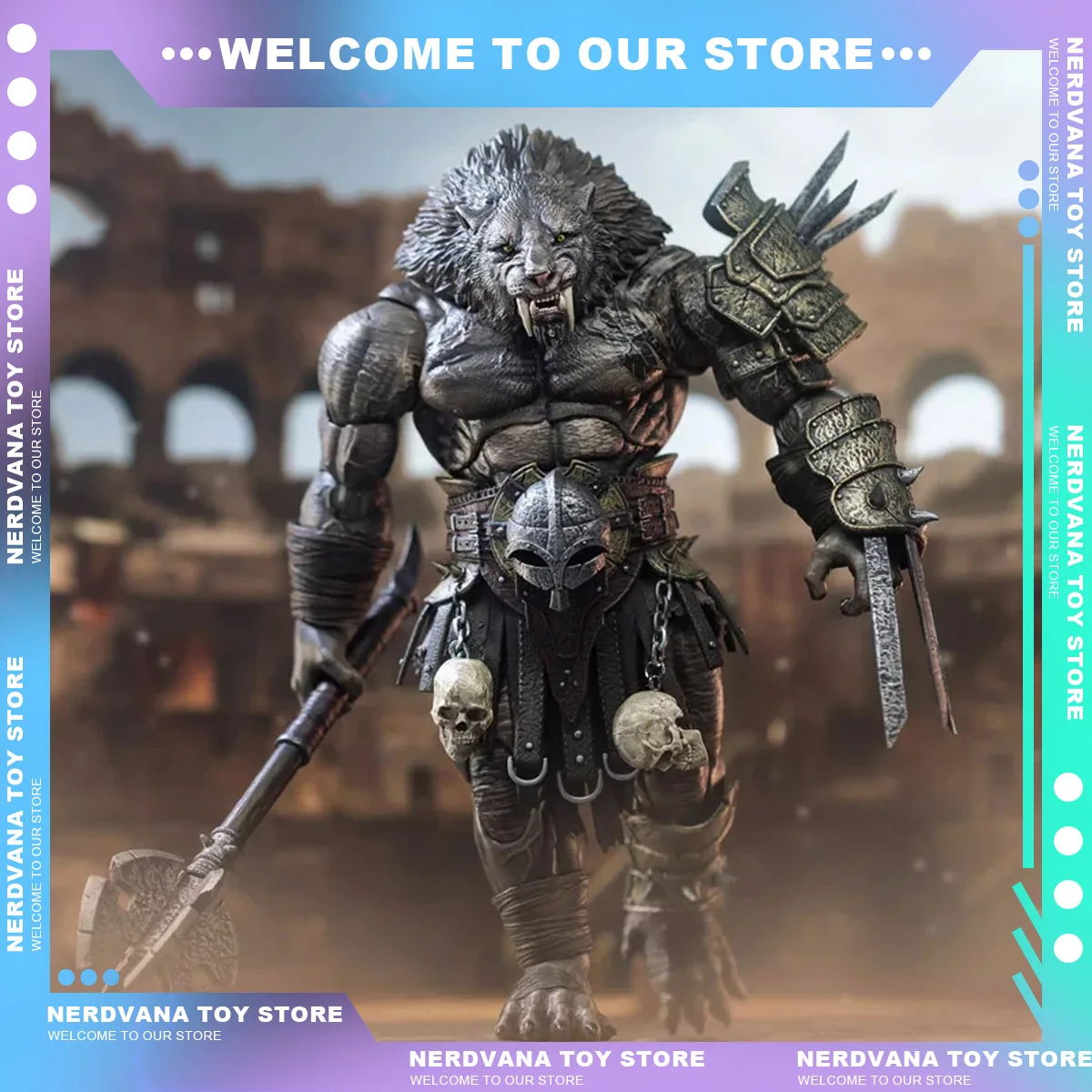 IN STOCK  1/12 9inches XesRay Black Machairodus Gladiator Action Figure Animal Figurine Model Full Set Collectible Toy