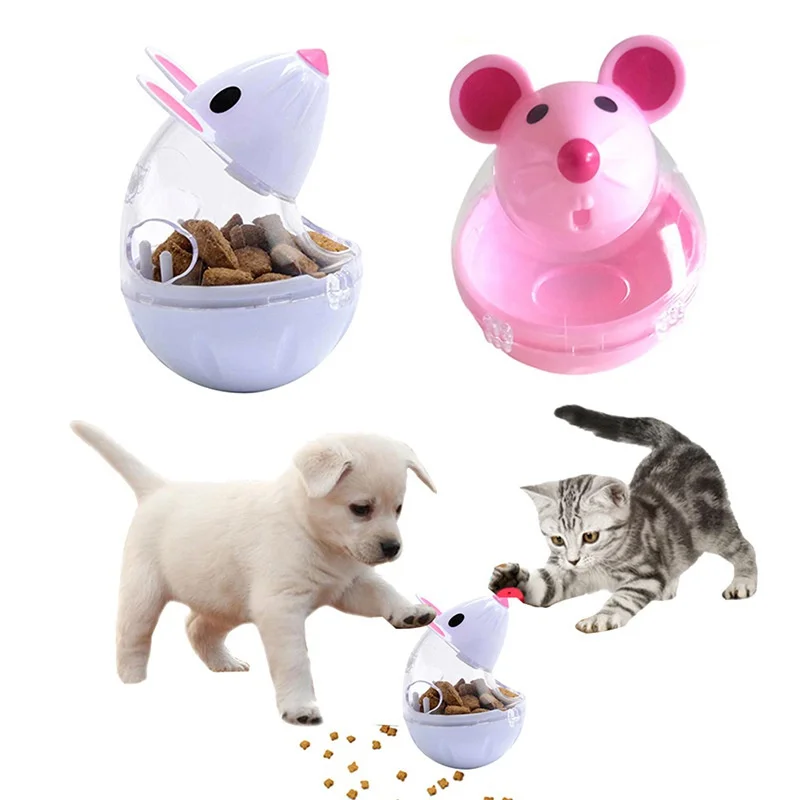 Alimentador de mascotas para gatos, dispensador de fugas de comida rodante, cuenco para jugar, Juguetes Divertidos de entrenamiento para gatos y