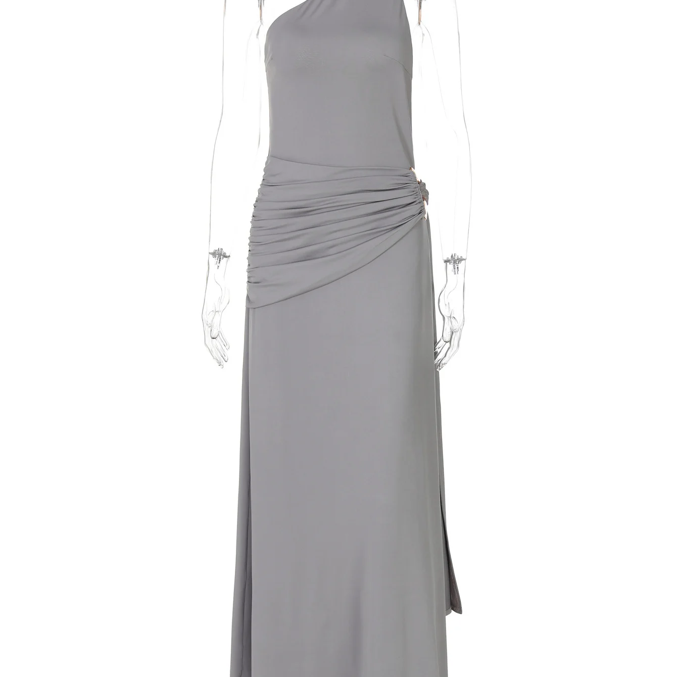 Vestido E y Moderno para Mujer, con Hombros Descubiertos, Espalda Descubierta, Decoración Metálica, Falda Ajustada de ...