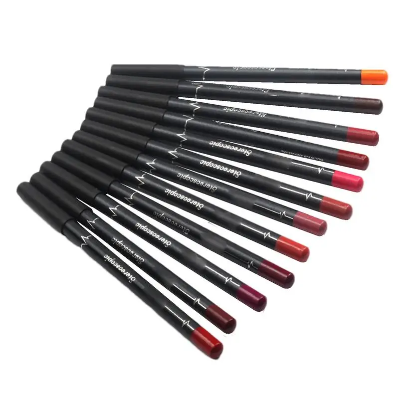 12 Colors Matte Lipliner Pencil Red Contour Tint Lipstick Long Lasting Non-stick Cup Lip Liner Moisturising Lips Makeup