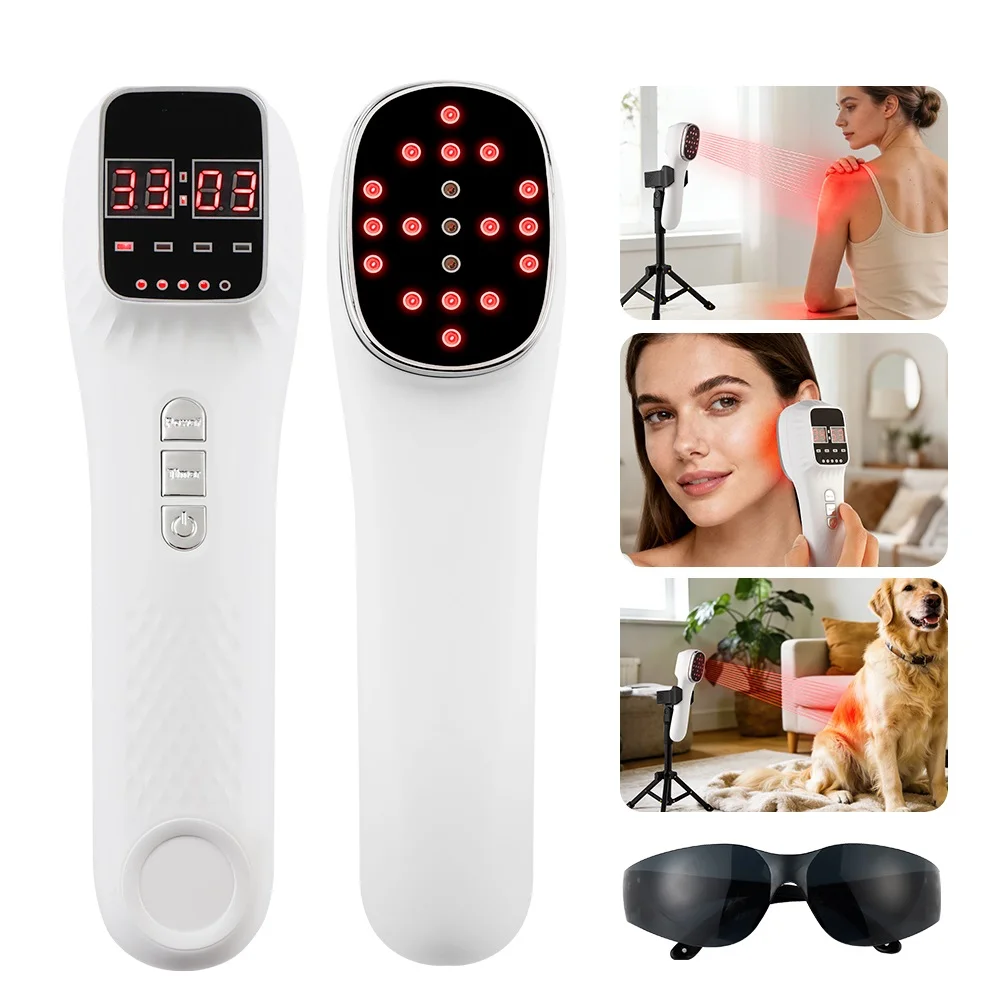 Nowe urządzenie do terapii laserowej LED czerwonym światłem 650nm 808nm, ręczne, do twarzy i ciała, przeciwstarzeniowe, redukujące zmarszczki, na trądzik, łagodzące zmęczenie ciała, poprawiające zdrowie.