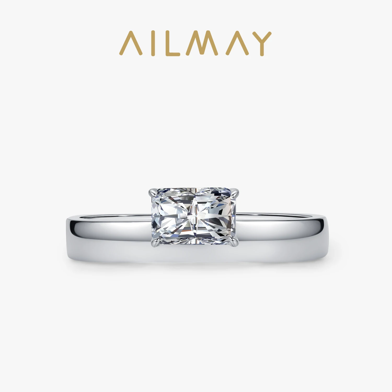 

Ailmay Fashion 925 Sterling Silver Rectangular Zircon Ring For Women Girl Elegant Wedding Party Jewelry