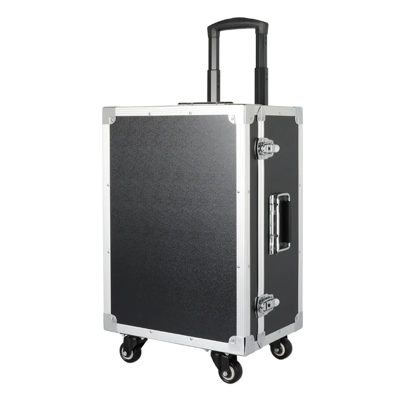 

Tool box with pulley rod Furniture maintenance Mobile hand-pulled electrician Hardware storage Drag-type aluminum alloy box