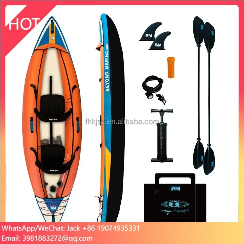 Fuhai Suzhou 340cm Length Oxford Cloth Inflate Double Kayaks 2 Person Inflatable Kayak