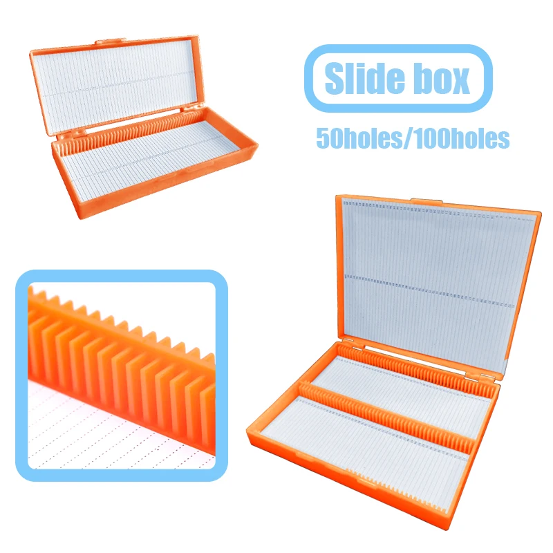 50/100Slots Microscope Slide Storage Box With Secure Lid For Lab Specimen Organization Laboratory Equipment
