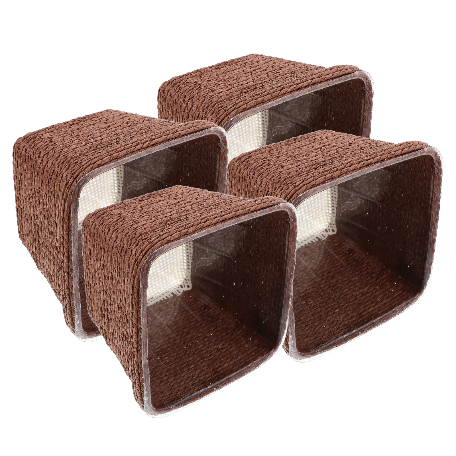 

4Pcs Small Woven Basket Desktop Organizer Rustic Sundries Container Multi-Function Flower Basket Storage Solution