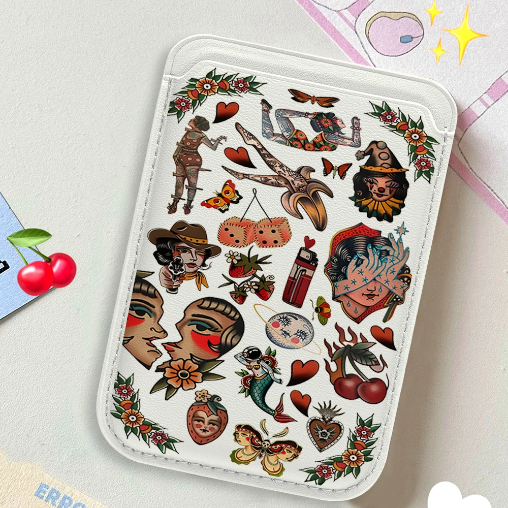 Retro Cowgirl INS Leder-Kartenetui Handyhülle Kartenhalter Geeignet für alle iPhone-Hüllen Magsafe Magnetische Karten-Handy-Rückentasche – Detail 3
