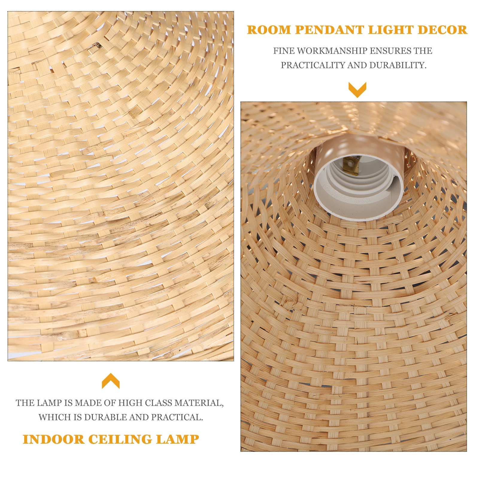 

Bamboo Craft Ceiling Light Straw Hat Shaped Lampshade Handwoven Brown Pendant Lighting Home Bar Restaurant Decor