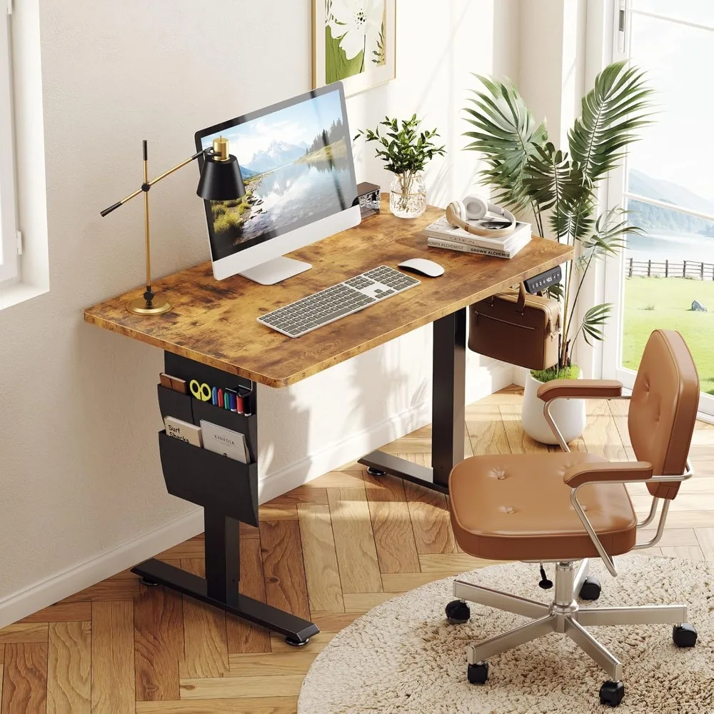 

45 in Thick Standing Desk with Side Storage Pocket, Electric Adjustable Height Rising Table, Ergonomic Office Computer Desks