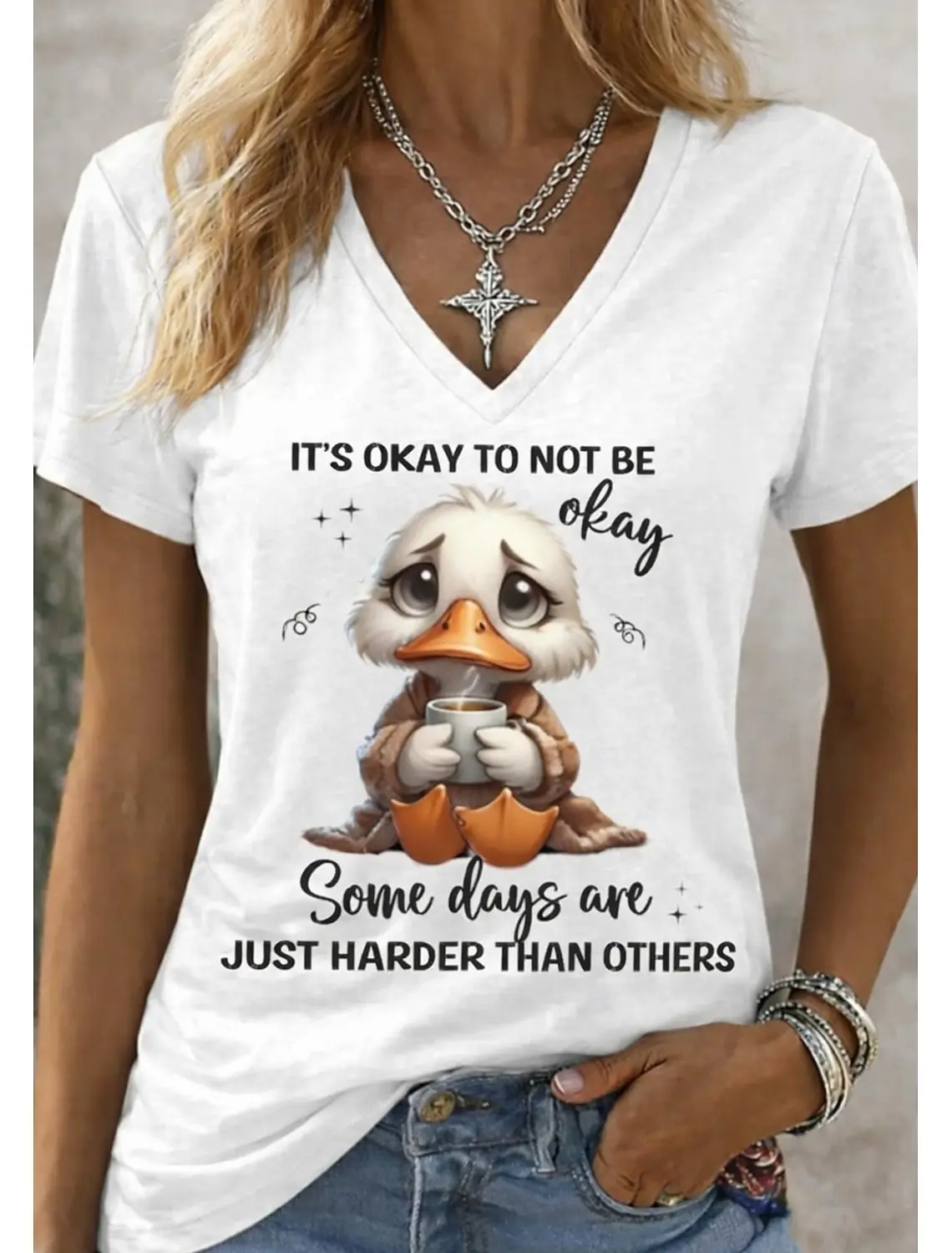 Women's 3D Print Animal Letter Funny Quotes V Neck T Shirt Casual Short Sleeve Regular Tops For Daily Life Going Out Summer