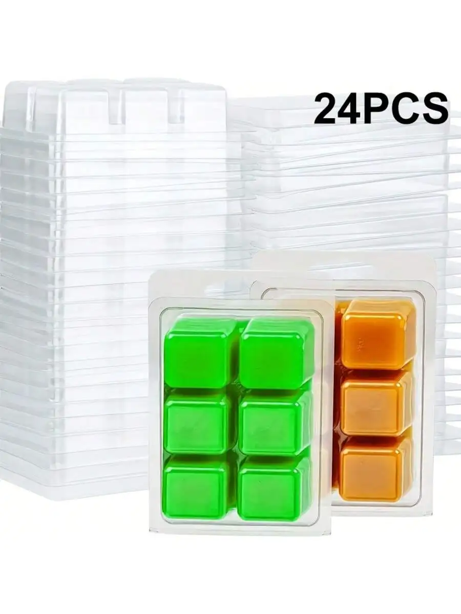 12/24 Pieces Rectangular 6-Hole Clear Plastic Mold Tray for Candle Making and Soap Making, DIY Wax Melt Molds, Candle Making Sup